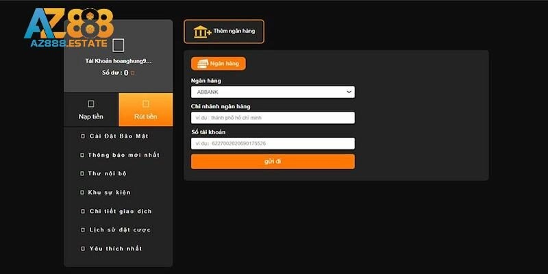Hướng dẫn nạp tiền AZ888 trên máy tính và laptop